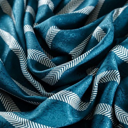 Шелк натуральный К18-049 темно-бирюзовый принтованный