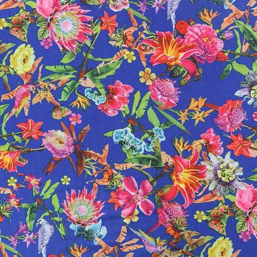 Креп-шифон 027-08349 фиолетово-синий принтованный