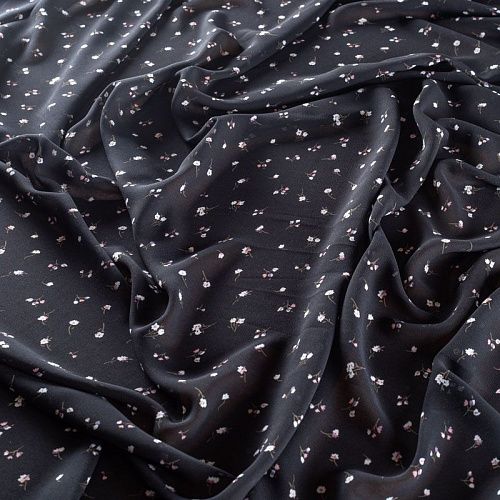 Креп-шифон 027-01447 черный принтованный