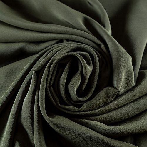 Крепдешин натуральный 028-09566 зеленый хаки однотонный