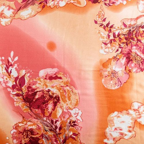 Шелк натуральный К30-247 лососево-розовый принтованный