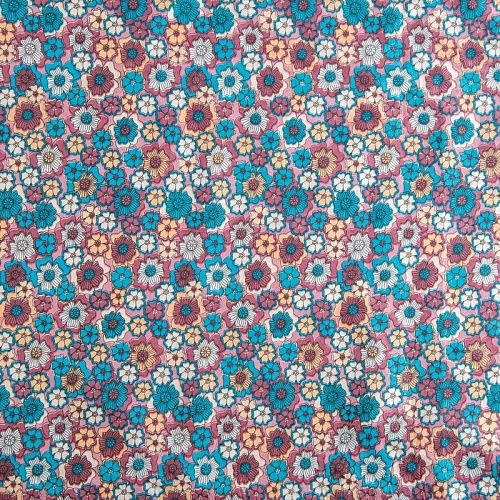 Хлопок 063-02029 розово-голубой принтованный