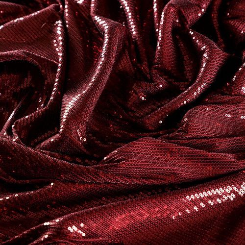 Ткань с пайетками 055-03093 вишневый однотонный