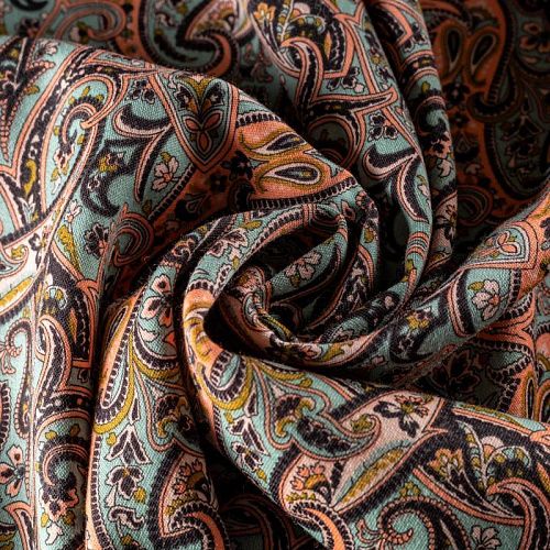 Шерсть плательная К36-058 бирюзово-зеленый принтованный