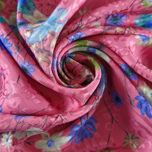 Вискоза жаккардовая 009-12293 розовый принтованный
