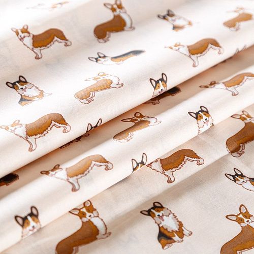 Перкаль 007-09342 кремово-бежевый принтованный