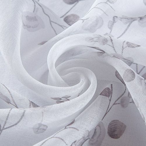 Тюль под лен 05-01-11621 белый принтованный