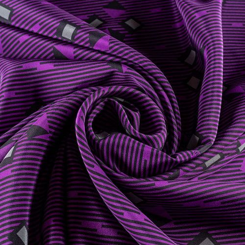 Крепдешин натуральный К36-247 фиолетовый принтованный