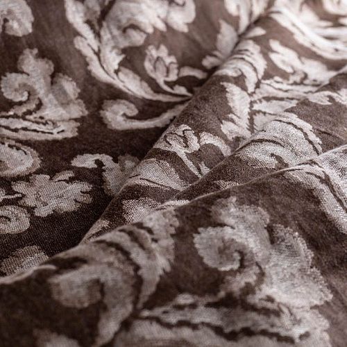 Ткань портьерная лен Т274-02-14 шоколадный жаккардовый