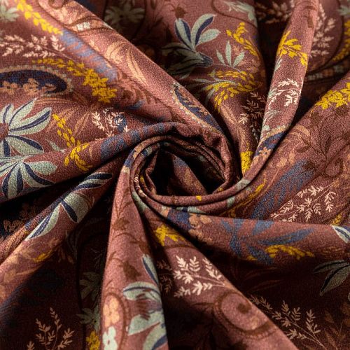 Креп К36-047 коричневый принтованный