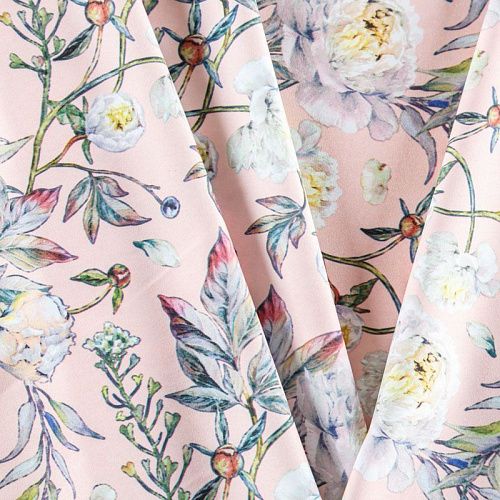 Вискоза "Лоренцо" 036-08218 разбеленный розовый принтованный