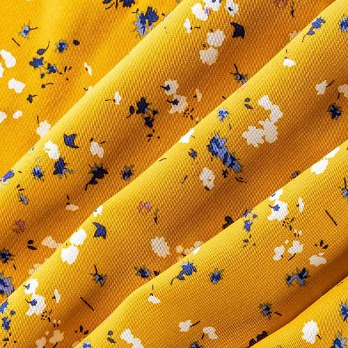 Твил-штапель 069-00359 шафрановый принтованный