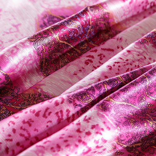 Шелк натуральный К10-104 розовый принтованный