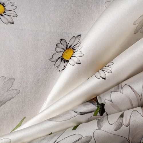 Шелк натуральный К13-933 молочный принтованный