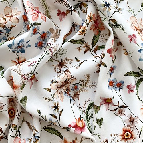 Шелк натуральный К32-154 молочный принтованный