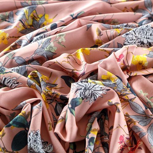 Вискоза "Лоренцо" 036-08329 пудрово-розовый принтованный