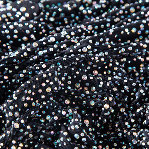 Сетка трикотажная со стразами Swarovski 050-19867 черный
