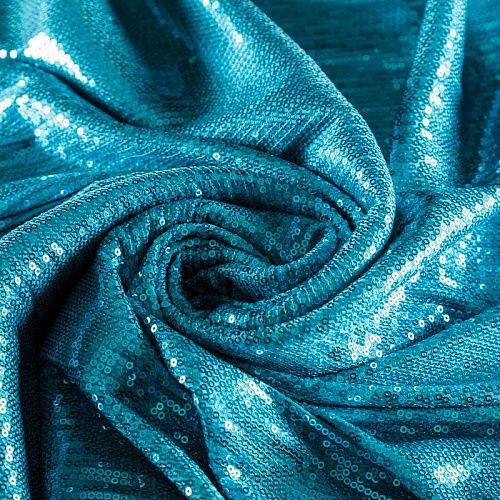 Ткань с пайетками 055-03036 голубой однотонный