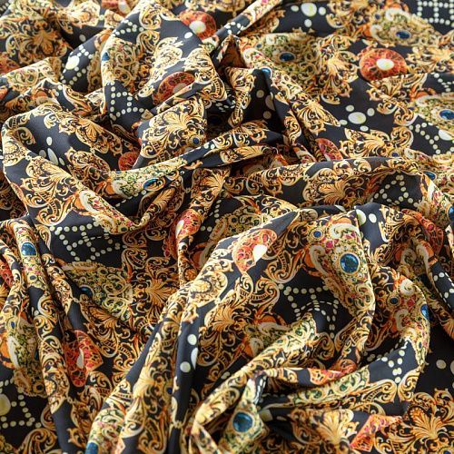 Креп-шифон 027-08364 черный принтованный