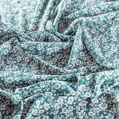 Креп-шифон 027-01430 сине-зеленый принтованный