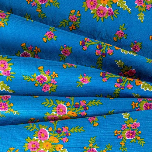 Микровельвет К36-059 ярко-синий принтованный