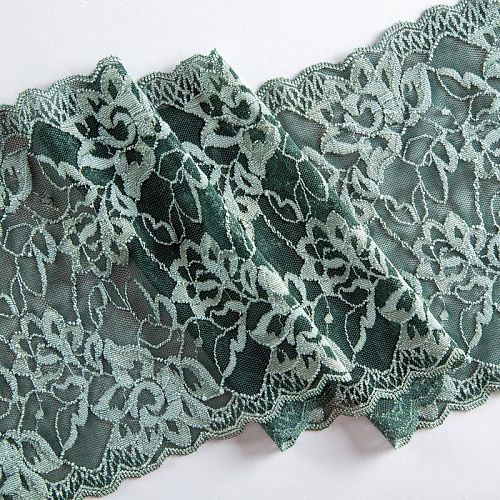 Кружево эластичное 170 мм Ф01-0081 малахитовый зеленый