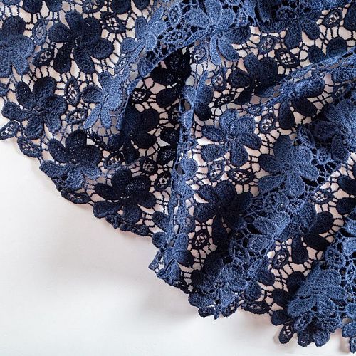 Гипюр-макраме К21-1074 темно-синий