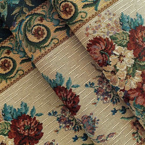 Гобелен гостиный 513-02-61 бежево-синий широкая полоса