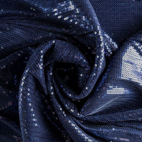 Ткань с пайетками К33-1010 синий однотонный