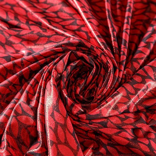 Трикотаж с напылением 056-08048 красный принтованный