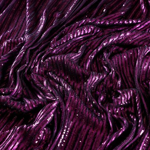 Ткань с пайетками 055-04095 пурпурный однотонный