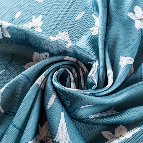 Креп-шифон жатка 027-01292 пыльно-бирюзовый принтованный