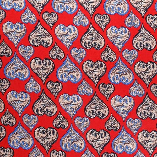 Крепдешин синтетический 029-08858 красный принтованный