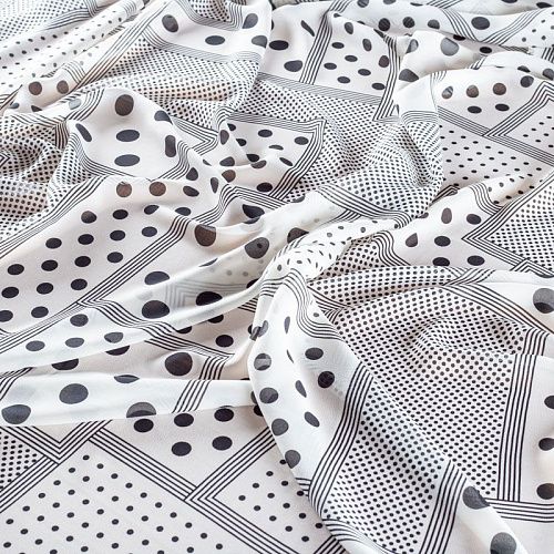 Креп-шифон 027-01432 белый принтованный