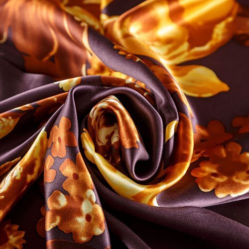 Шелк натуральный К30-240 сливовый принтованный