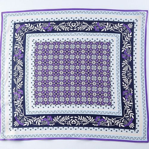 Платок крепдешиновый 60х65 см 510746 молочный принтованный